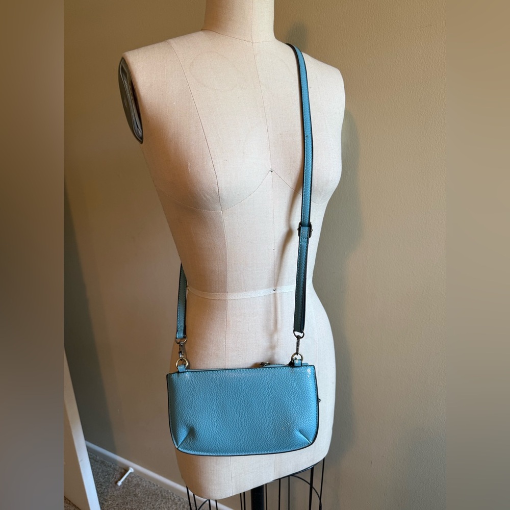 Turquoise Pebbled Leather Crossbody Bag